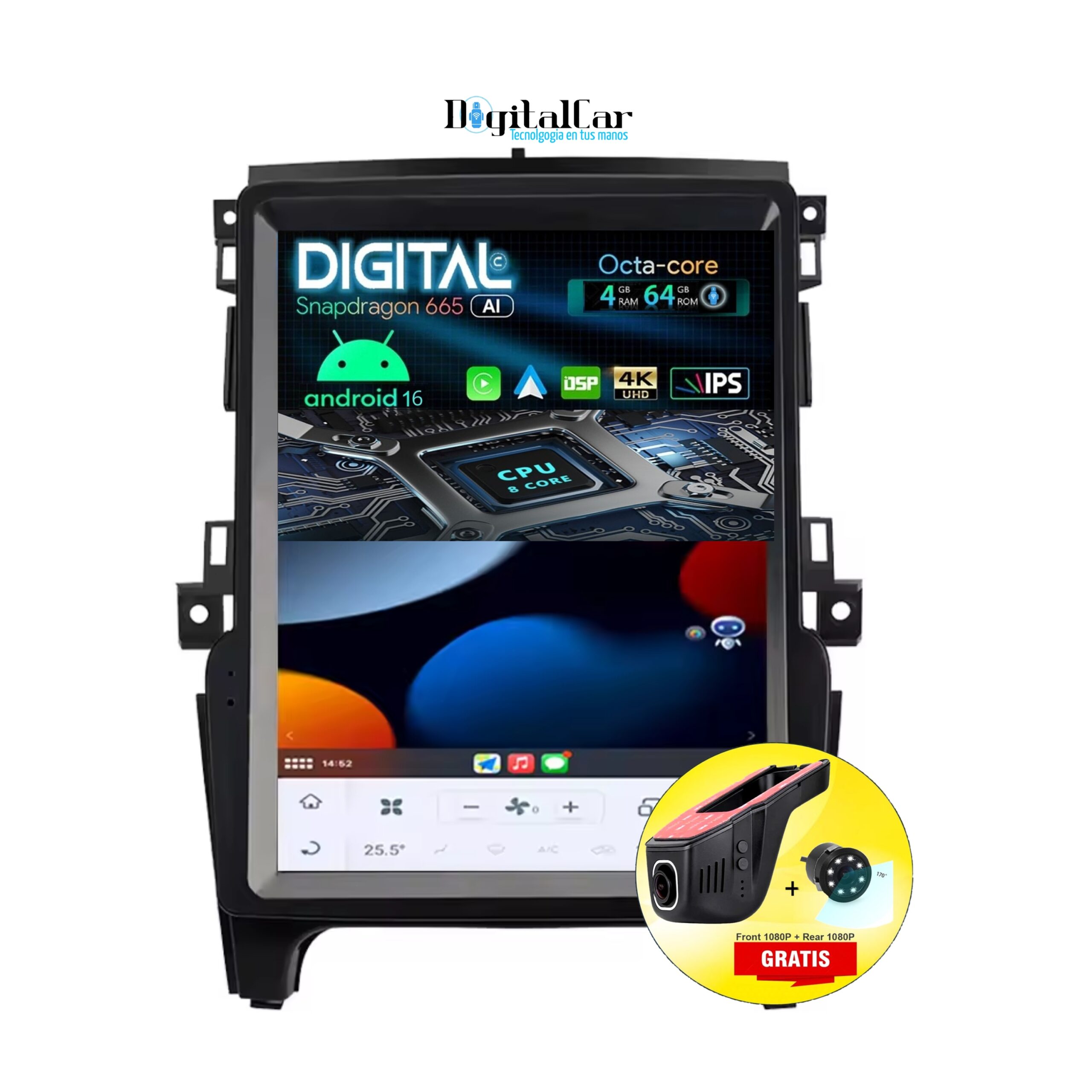 RADIO ANDROID TESLA FORD RANGER 2020/24
