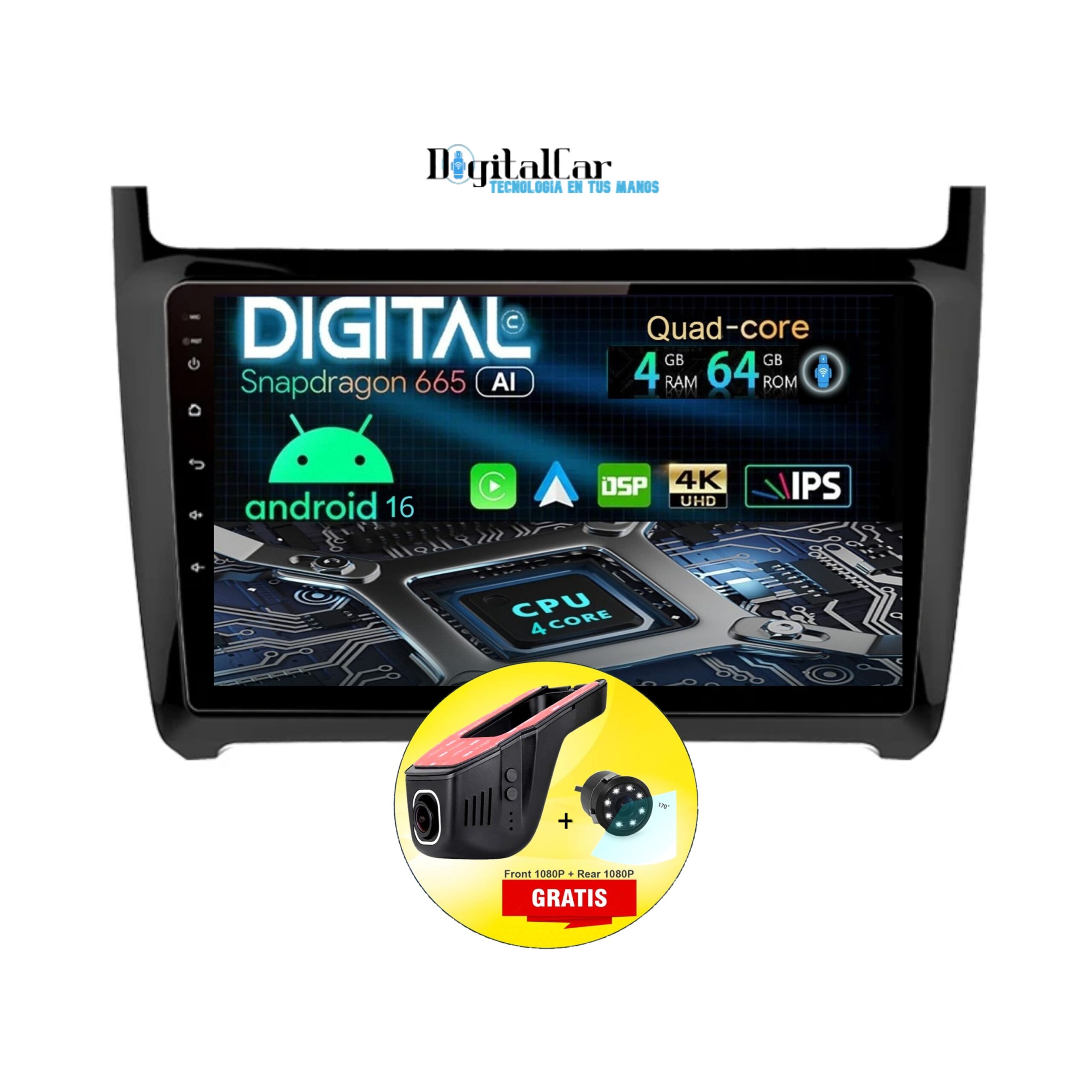 RADIO ANDROID VOLKSWAGEN POLO 2008/18