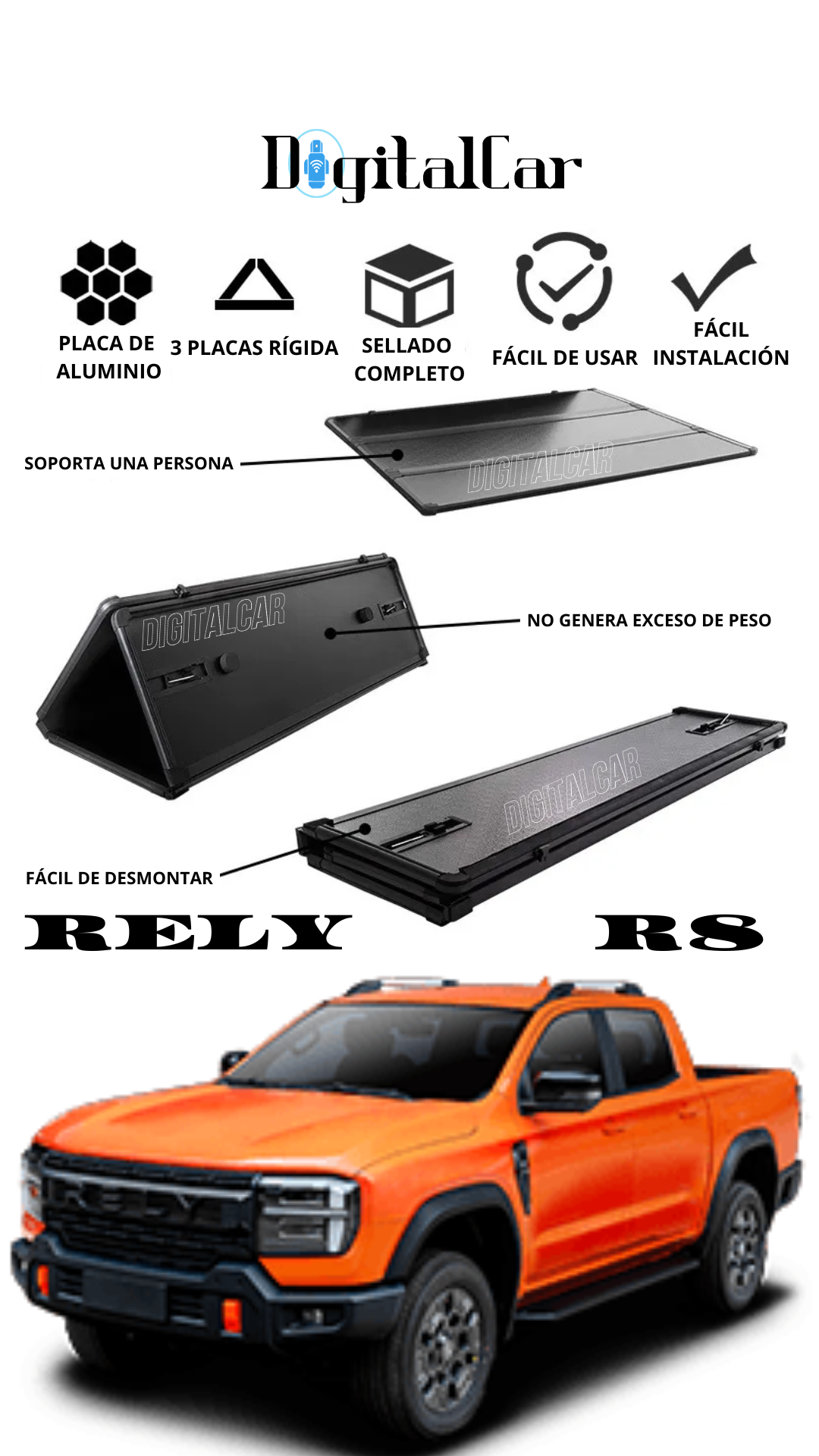 TAPA RÍGIDA CUBRE BALDE CHERY RELY R8